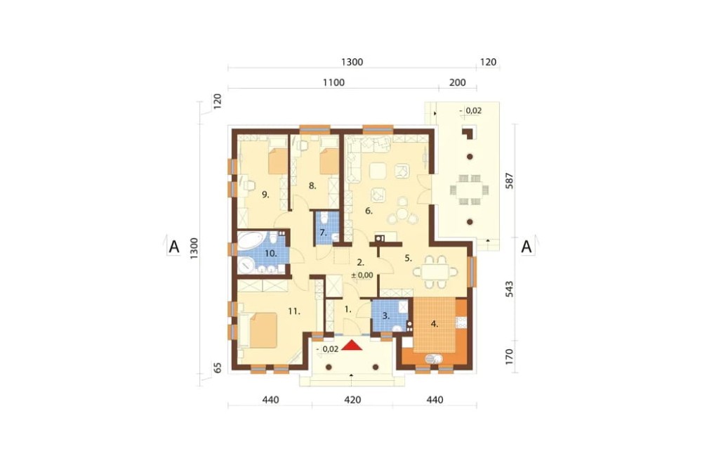 Projekt domu Międzylesie L-6303, parterowy, bez podpiwniczenia, bez garażu-rzut parteru