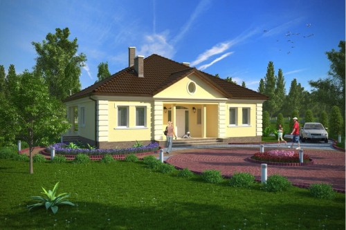 Projekt domu Jadwinów tech. DM-6303 tech., parterowy, bez podpiwniczenia, bez garażu-kolorystyka wersja 1
