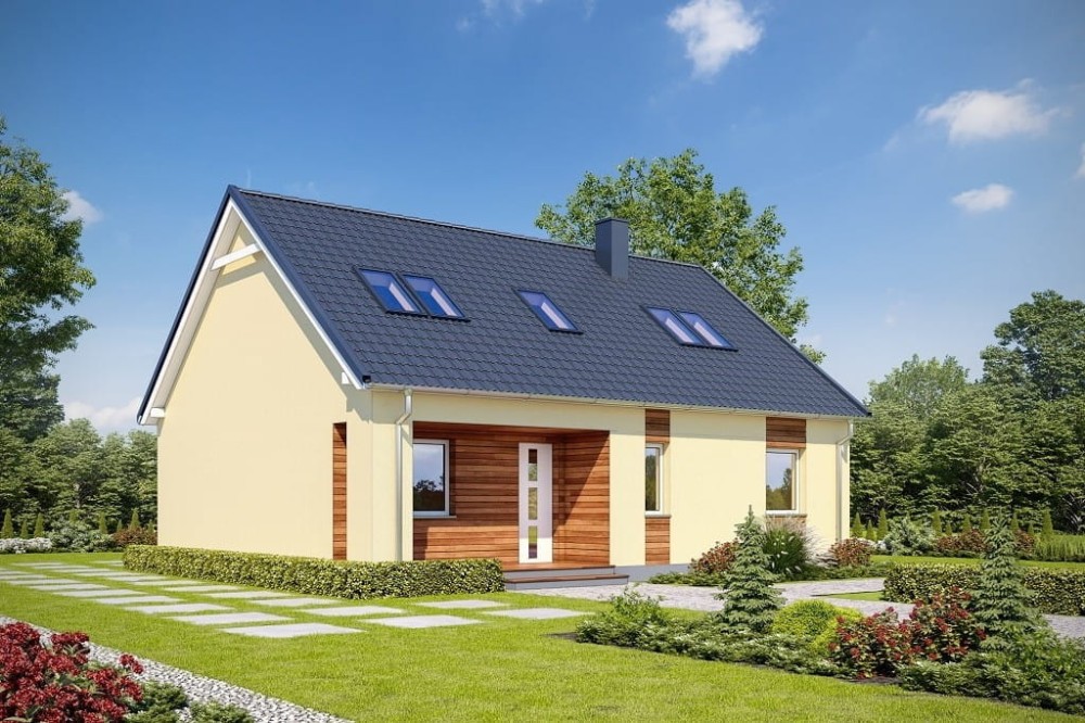Projekt domu Messana 2 L-6706,parterowy z poddaszem użytkowym, niepodpiwniczony i bez garażu -kolorystyka wersja 3