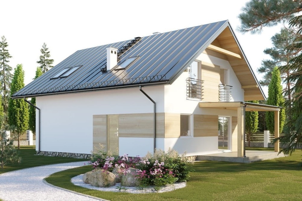 Projekt domu Carcaso 2 L-6720, parterowy z poddaszem użytkowym, niepodpiwniczony i bez garażu - wizualizacja elewacji