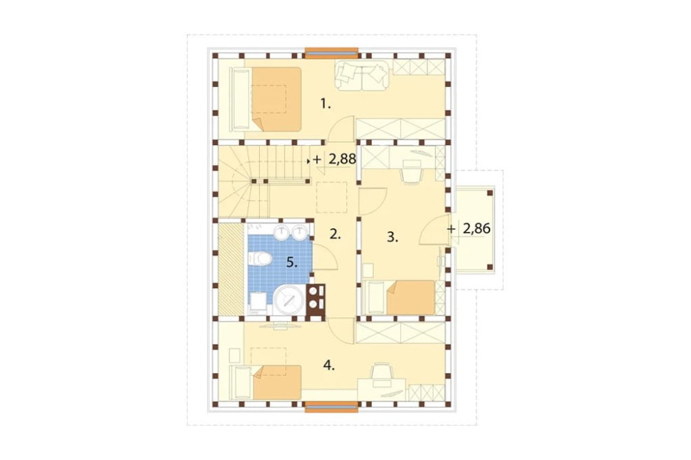 Projekt domu Szczawnica L-6152, parterowy z poddaszem mieszkalnym, bez podpiwniczenia -rzut poddasza