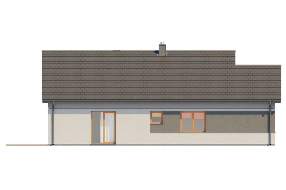 Projekt domu Danum 2 L-6708, parterowy, niepodpiwniczony, z garażem jednostanowiskowym   - elewacja lewa