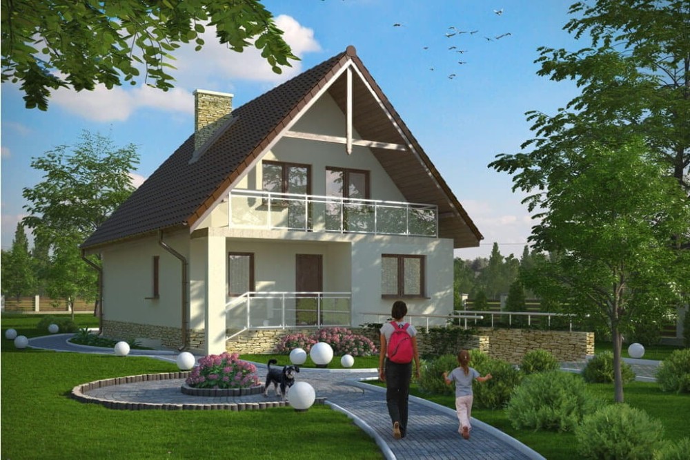 Projekt domu Sandomierz L-6273, parterowy z garażem, z poddaszem mieszkalnym, częściowo podpiwniczony-kolorystyka wersja 1