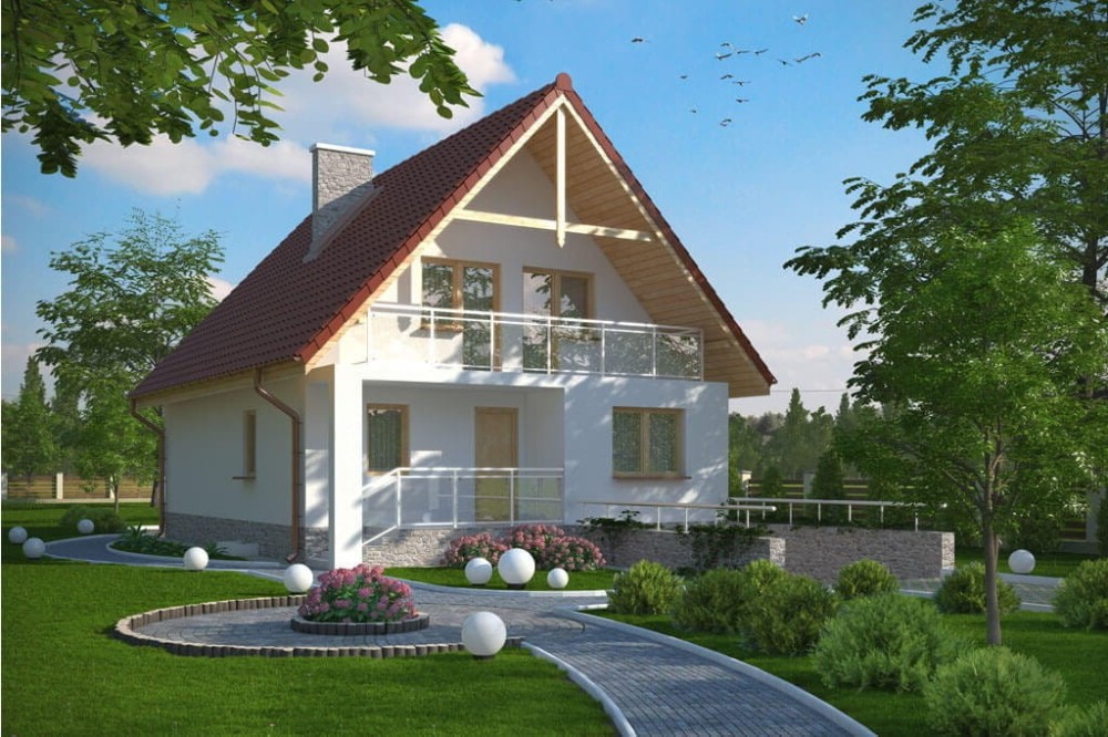 Projekt domu Sandomierz L-6273, parterowy z garażem, z poddaszem mieszkalnym, częściowo podpiwniczony-kolorystyka wersja 3