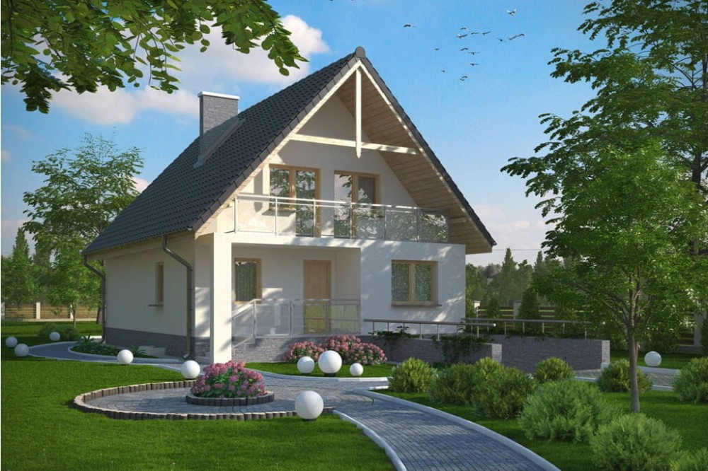 Projekt domu Sandomierz L-6273, parterowy z garażem, z poddaszem mieszkalnym, częściowo podpiwniczony-kolorystyka wesja 4