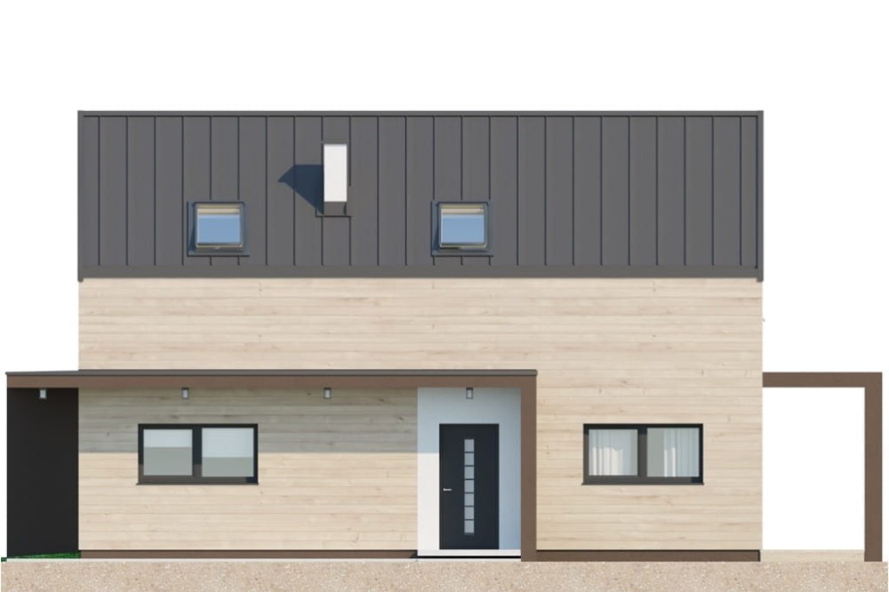 Projekt domu Inovia 2 L-6707, parterowy z poddaszem użytkowym, z garażem jednostanowiskowym, niepodpiwniczony - elewacja frontowa