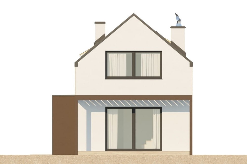 Projekt domu Inovia 2 L-6707, parterowy z poddaszem użytkowym, z garażem jednostanowiskowym, niepodpiwniczony - elewacja boczna