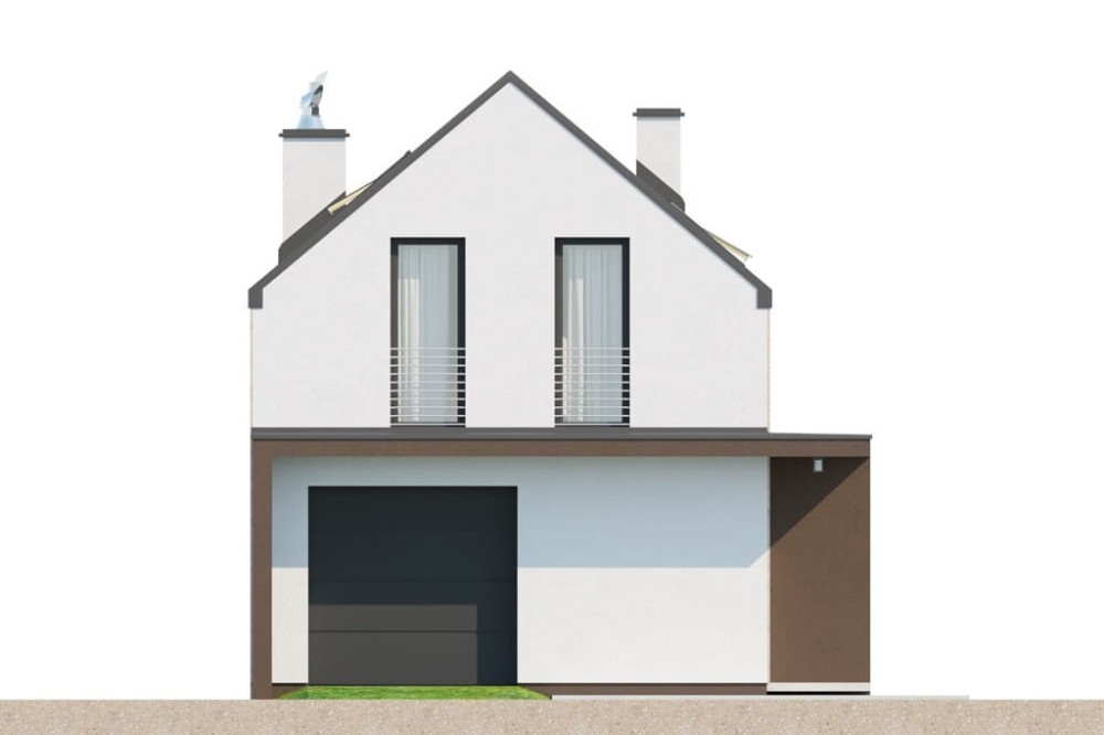 Projekt domu Inovia 2 L-6707, parterowy z poddaszem użytkowym, z garażem jednostanowiskowym, niepodpiwniczony - elewacja boczna