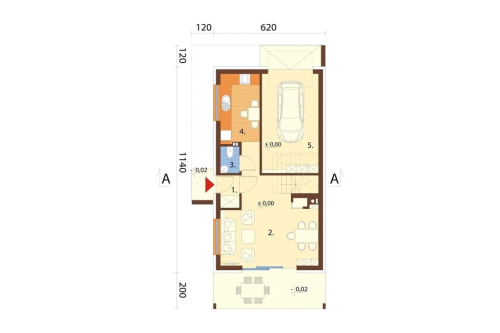 Projekt domu Inovia 2 L-6707, parterowy z poddaszem użytkowym, z garażem jednostanowiskowym, niepodpiwniczony - rzut parteru