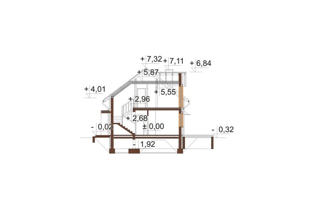 Projekt domu L-6273  - przekrój A-A