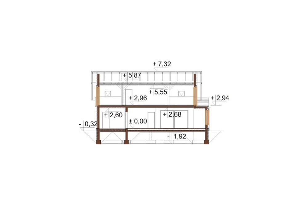Projekt domu L-6273  - przekrój B-B