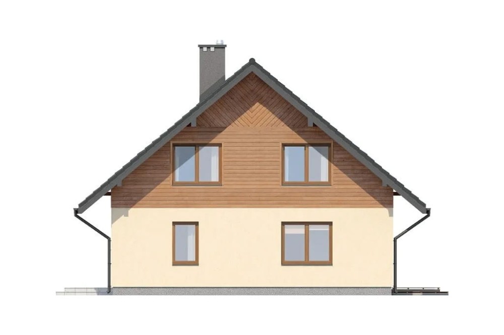 Projekt domu Szreniawa N DM-6154 N, parterowy z poddaszem mieszkalnym bez podpiwniczenia- elewacja prawa
