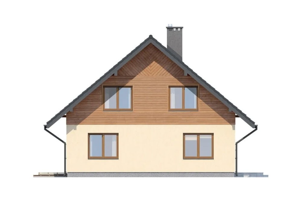 Projekt domu Szreniawa N DM-6154 N, parterowy z poddaszem mieszkalnym bez podpiwniczenia- elewacja lewa