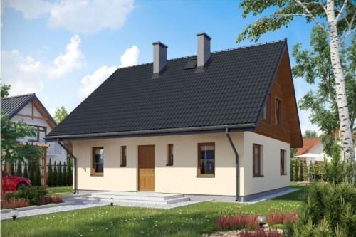 Projekt domu Orawka N L-6154 N, parterowy z poddaszem mieszkalnym bez podpiwniczenia-kolorystyka wersja 1