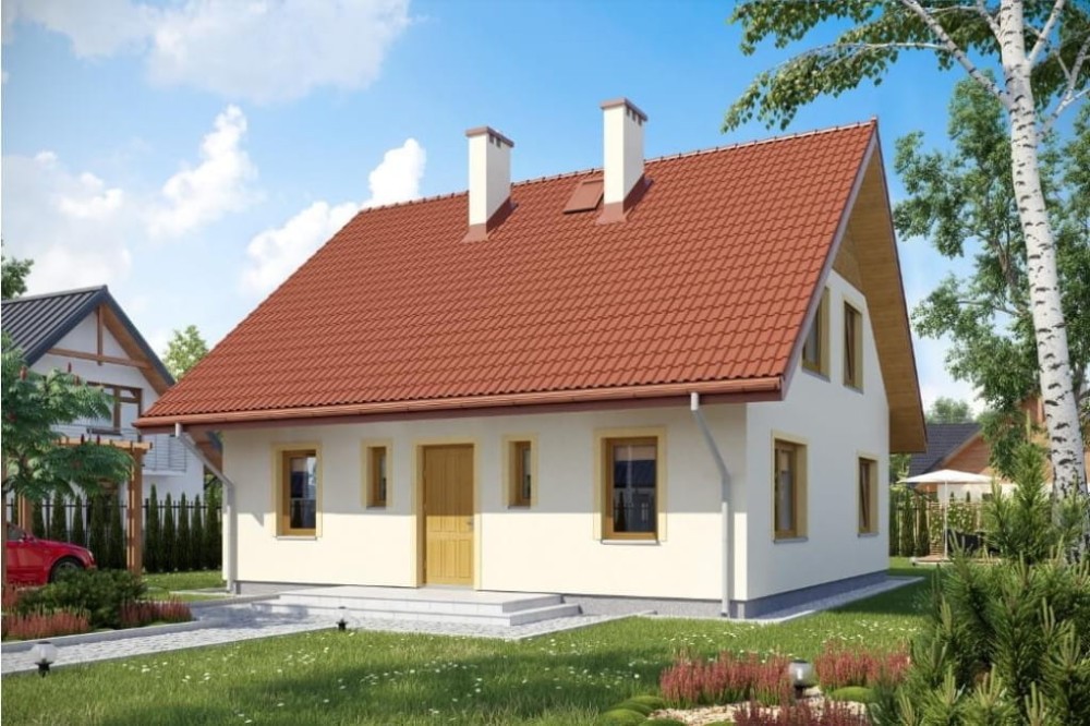 Projekt domu Orawka N L-6154 N, parterowy z poddaszem mieszkalnym bez podpiwniczenia - kolorystyka wersja 2