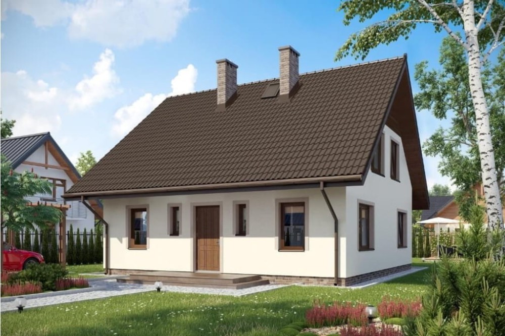 Projekt domu Orawka N L-6154 N, parterowy z poddaszem mieszkalnym bez podpiwniczenia-kolorystyka wersja 4