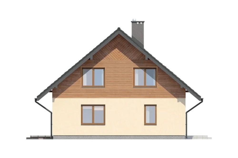 Projekt domu Orawka N L-6154 N, parterowy z poddaszem mieszkalnym bez podpiwniczenia- elewacja prawa