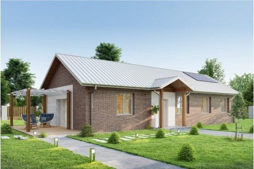 Projekt domu Almus 2 L-6743, parterowy, niepodpiwniczony, bez garażu - wizualizacja elewacji