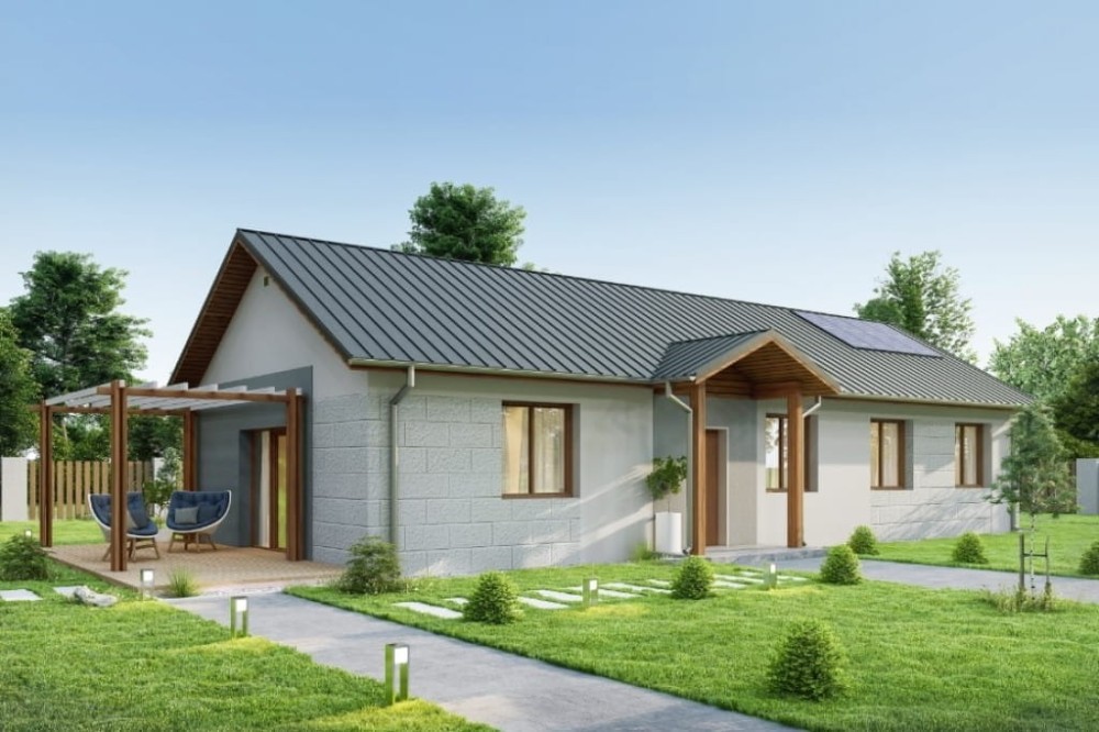 Projekt domu Almus 2 L-6743,parterowy, niepodpiwniczony, bez garażu, jednorodzinny-kolorystyka wersja 4