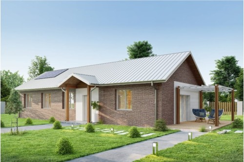 Projekt domu Almus DM-6743, parterowy, niepodpiwniczony, bez garażu - wizualizacja elewacji