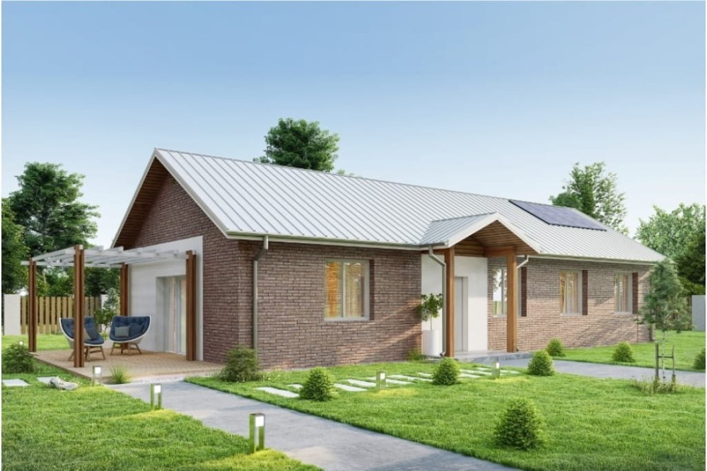 Projekt domu Almus 2 L-6743, parterowy, niepodpiwniczony, bez garażu - wizualizacja elewacji