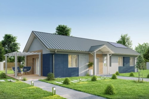 Projekt domu Almus 2 L-6743, parterowy, niepodpiwniczony, bez garażu - wizualizacja elewacji