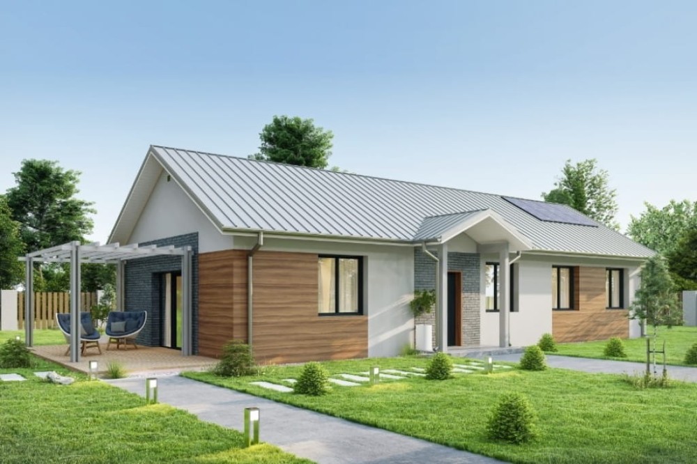 Projekt domu Almus 2 L-6743, parterowy, niepodpiwniczony, bez garażu - wizualizacja elewacji