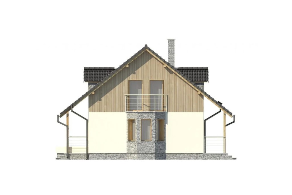 Projekt domu Sarnaki DM-6095, parterowy, parterowy w zabudowie bliźniaczej z poddaszem mieszkalnym, bez podpiwniczenia  - elewacja prawa