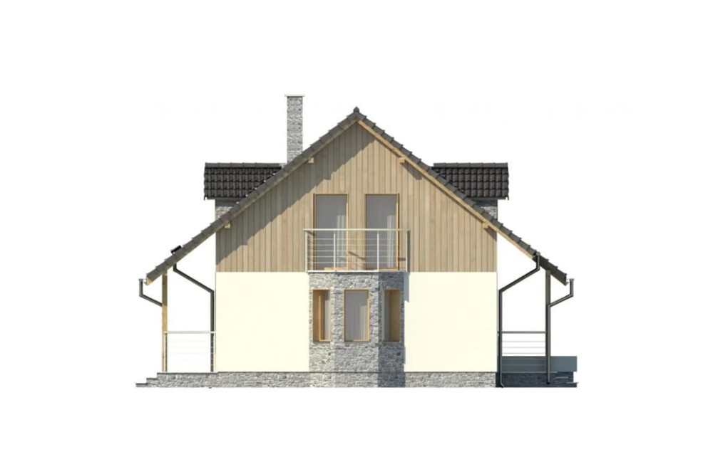 Projekt domu DM-6095  Projekt domu Sarnaki DM-6095, parterowy w zabudowie bliźniaczej z poddaszem mieszkalnym, bez podpiwniczenia