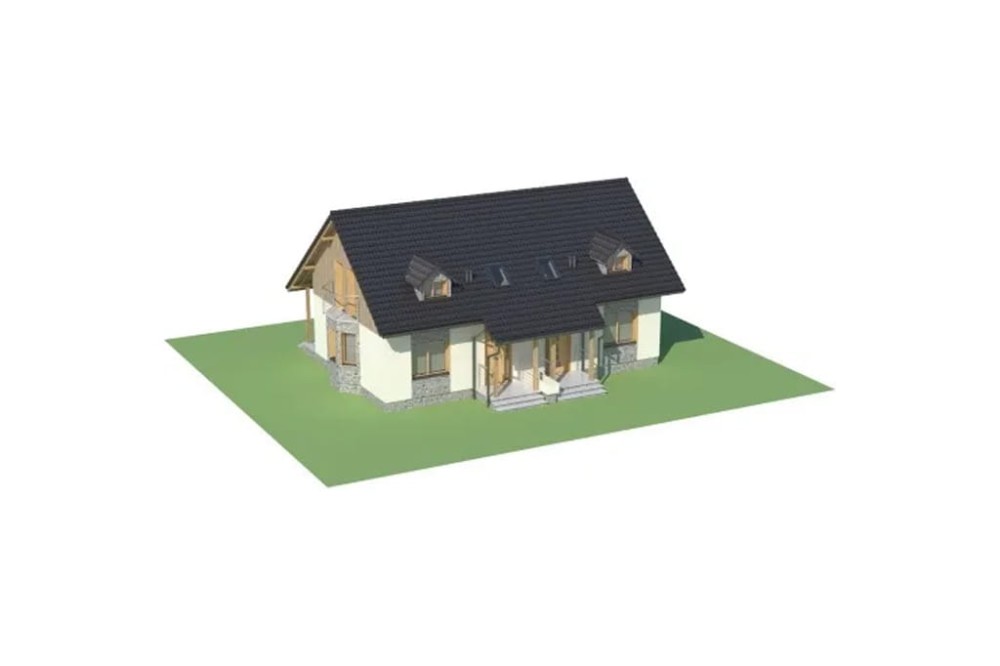 Projekt domu Sarnaki DM-6095, parterowy, parterowy w zabudowie bliźniaczej z poddaszem mieszkalnym, bez podpiwniczenia  - model