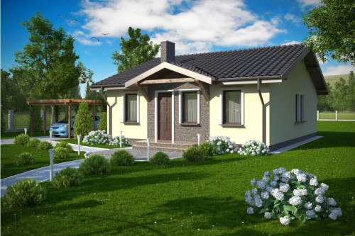 Projekt domu Świerczów L-6309, parterowy, niepodpiwniczony, bez garażu - wizualizacja elewacji