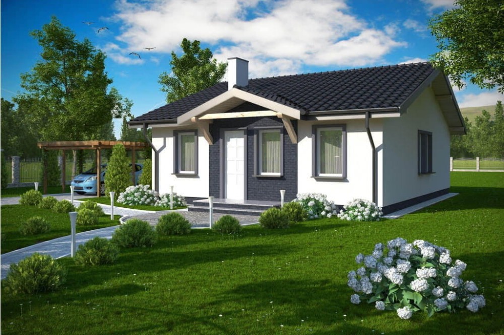 Projekt domu Świerczów tech. L-6309 tech., parterowy, niepodpiwniczony, bez garażu-kolorystyka wersja 4