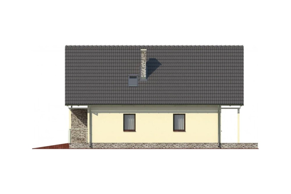 Projekt domu Roztoka DM-6055, parterowy z poddaszem mieszkalnym, bez podpiwniczenia  - elewacja prawa