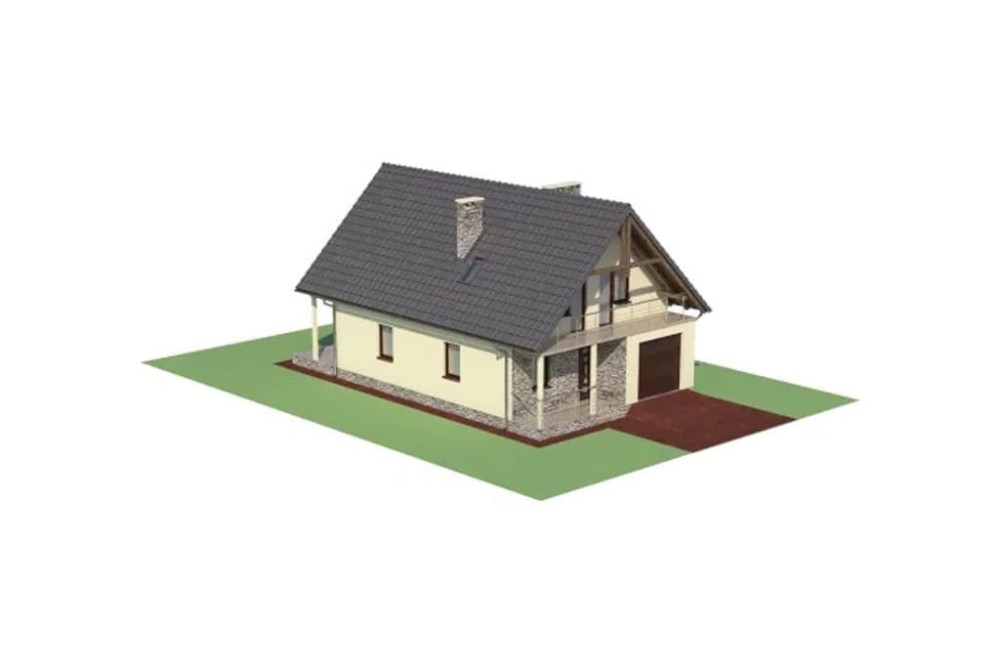 Projekt domu Pulczynów L-6055, parterowy z poddaszem mieszkalnym, bez podpiwniczenia  - model