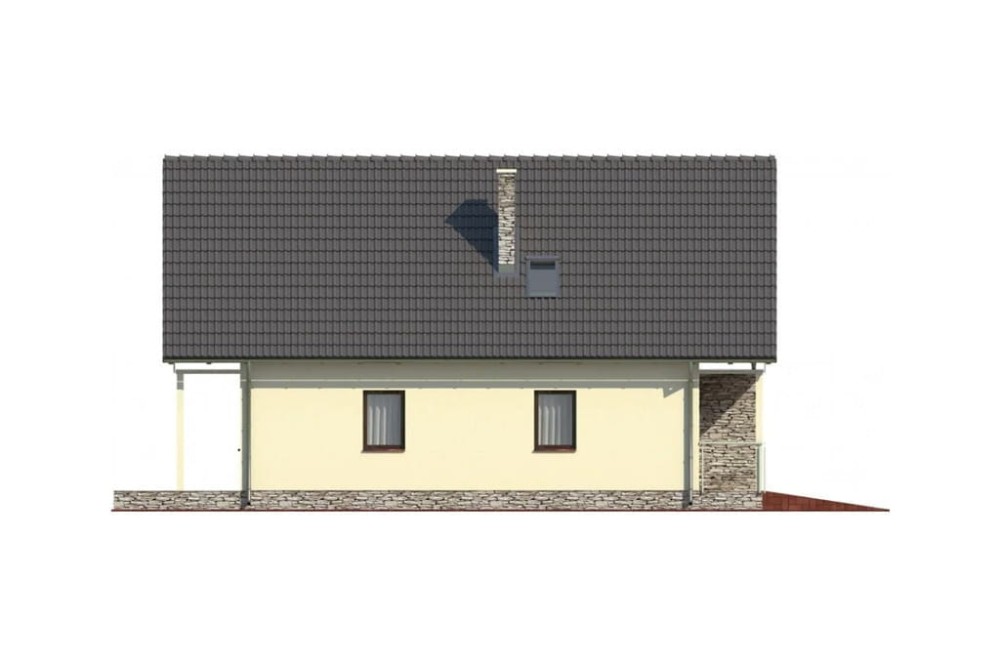Projekt domu Pulczynów L-6055, parterowy z poddaszem mieszkalnym, bez podpiwniczenia  - elewacja lewa