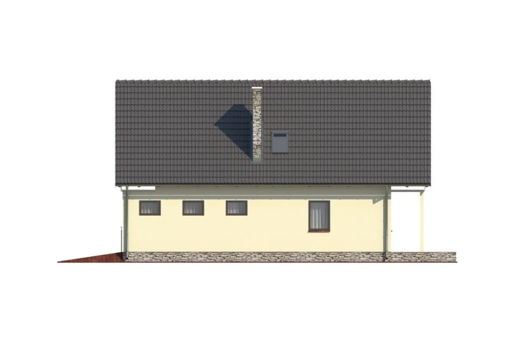 Projekt domu Pulczynów L-6055, parterowy z poddaszem mieszkalnym, bez podpiwniczenia  - elewacja prawa