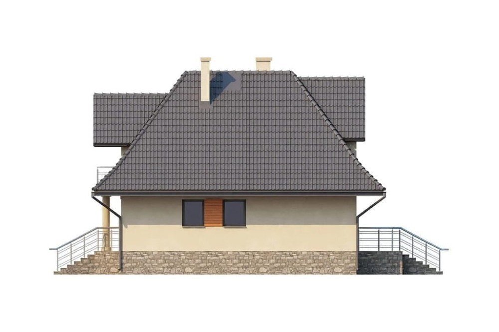 Projekt domu Solina tech. DM-6339 tech. , parterowy z poddaszem użytkowym, niepodpiwniczony i bez garażu-elewacja lewa
