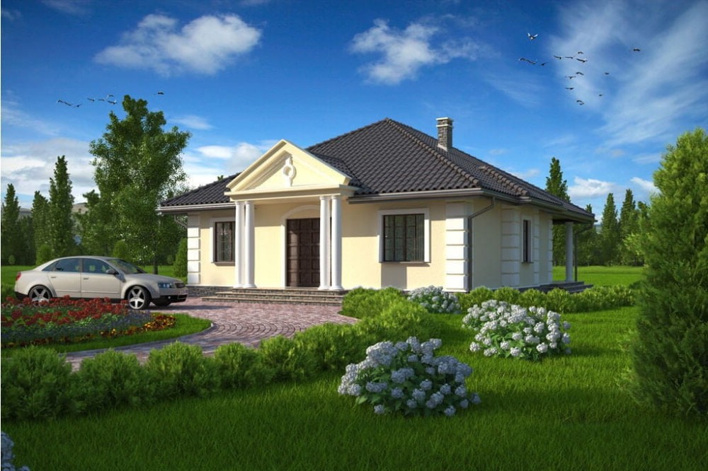 Projekt domu Jedlina 2 L-6209, parterowy, niepodpiwniczony, bez garażu-kolorystyka wersja 2