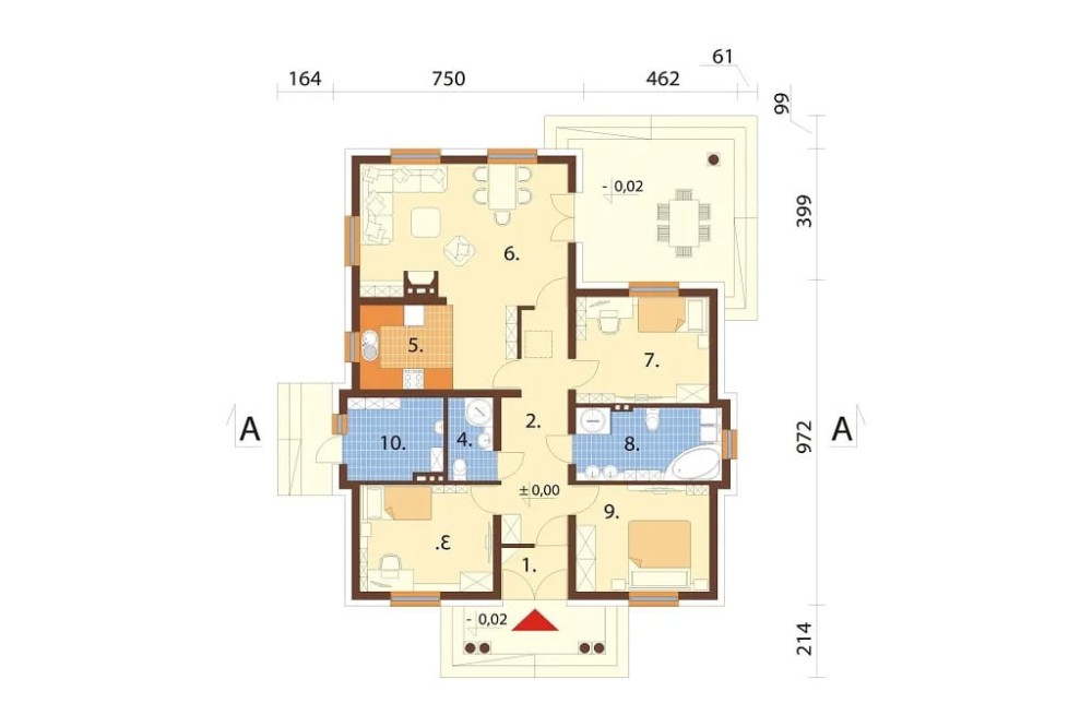 Projekt domu Jedlina 2 L-6209, parterowy, niepodpiwniczony, bez garażu -rzut parteru