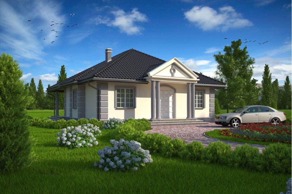 Projekt domu Jedlina tech. DM-6209 tech., parterowy, niepodpiwniczony, bez garażu-kolorystyka wersja 4
