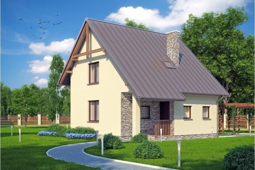 Projekt domu Jerzmanowa L-6130, parterowy z poddaszem mieszkalnym, bez podpiwniczenia-kolorystyka wersja 2