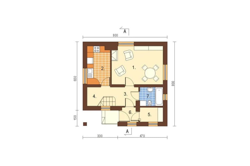 Projekt domu Jerzmanowa L-6130, parterowy z poddaszem mieszkalnym, bez podpiwniczenia -rzut parteru