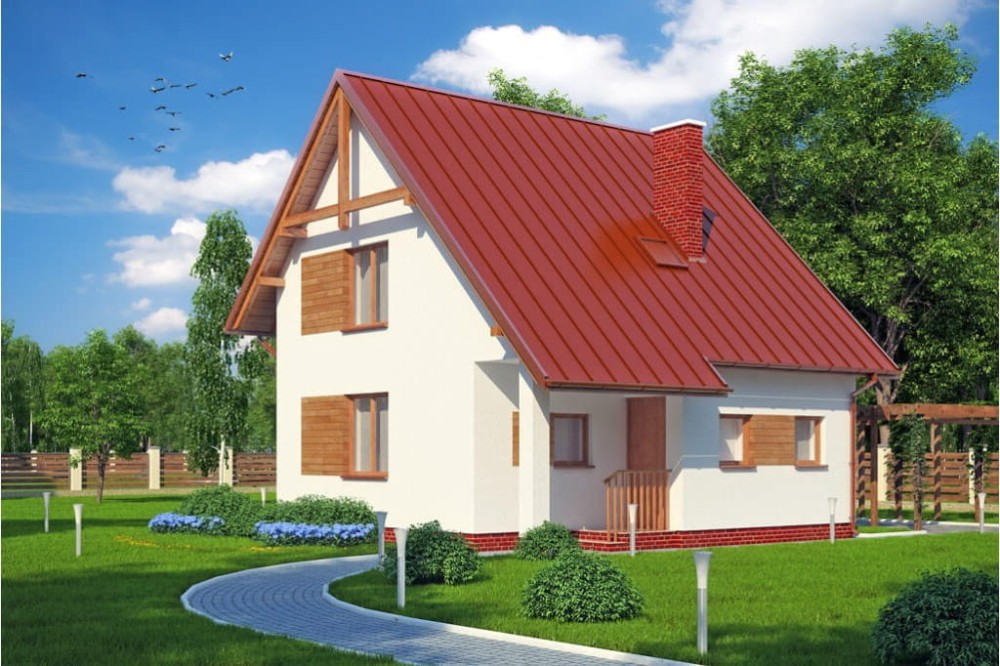 Projekt domu Jerzmanowa tech. L-6130 tech., parterowy z poddaszem mieszkalnym, bez podpiwniczenia-kolorystyka wersja 3