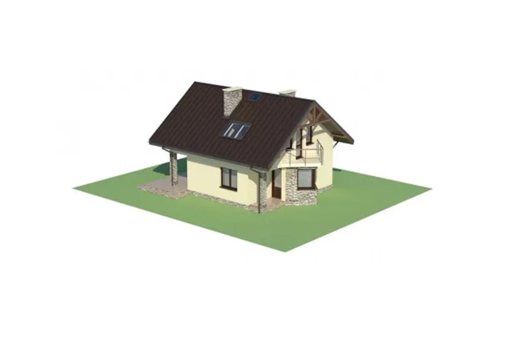Projekt domu Piastów DM-6180, parterowy z poddaszem mieszkalnym, bez podpiwniczenia -model