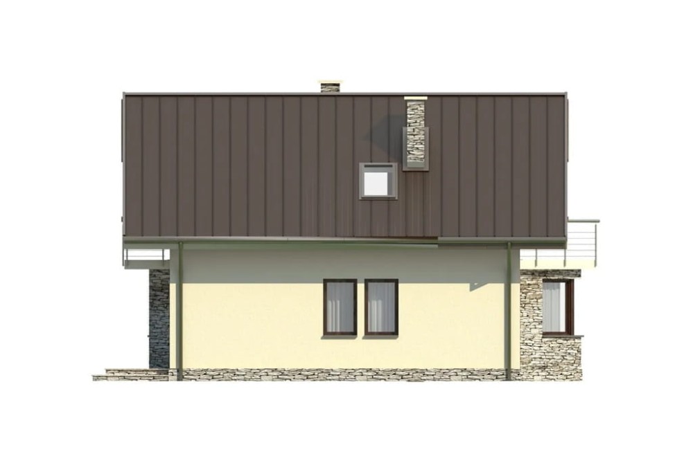 Projekt domu Rodowo L-6180, parterowy z poddaszem mieszkalnym, bez podpiwniczenia- elewacja ogrodowa
