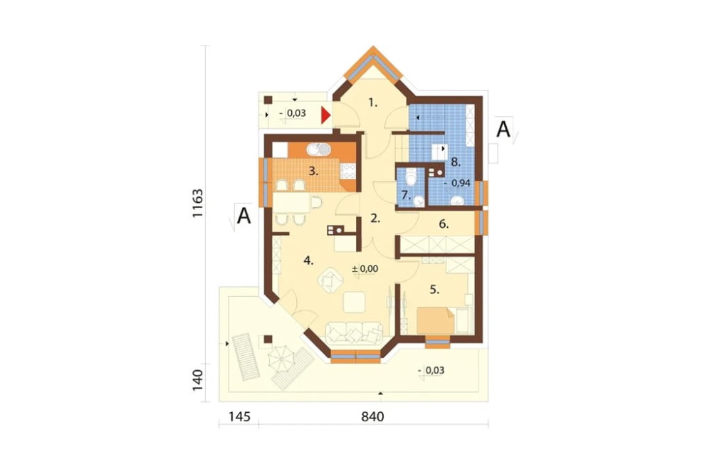 Projekt domu Rodowo L-6180, parterowy z poddaszem mieszkalnym, bez podpiwniczenia -rzut parteru