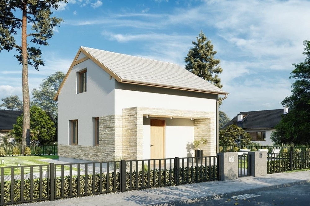 Projekt domu Glanna 2 L-6771, parterowy z poddaszem użytkowym, nowoczesny, bez garażu, bez podpiwniczenia - wizualizacja elewacji