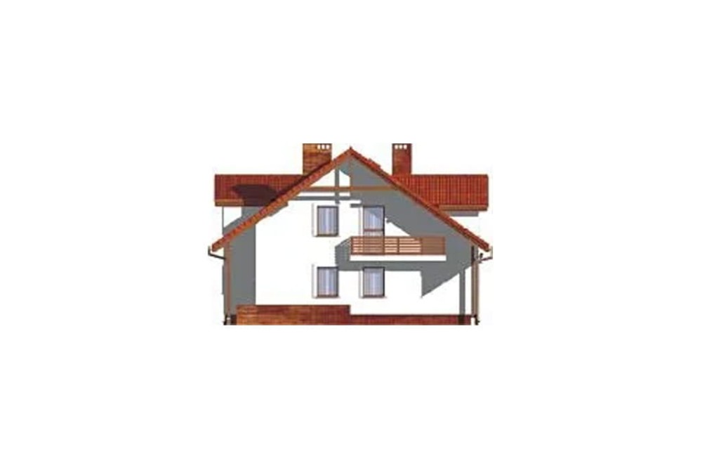 Projekt domu Radlice L-6177, parterowy z poddaszem mieszkalnym, częściowo podpiwniczony, z garażem z wydzieloną częścią gospodarczą- elewacja lewa