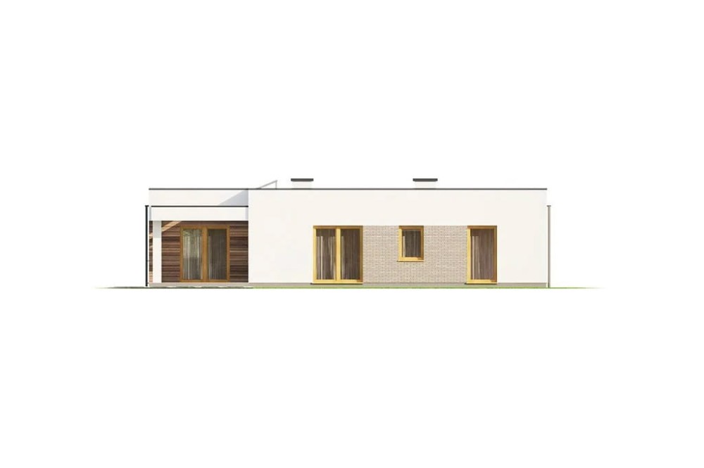 Projekt domu Oliwnik 2 L-6621 , parterowy, jednorodzinny, nowoczesny, z garażem -elewacja ogrodowa