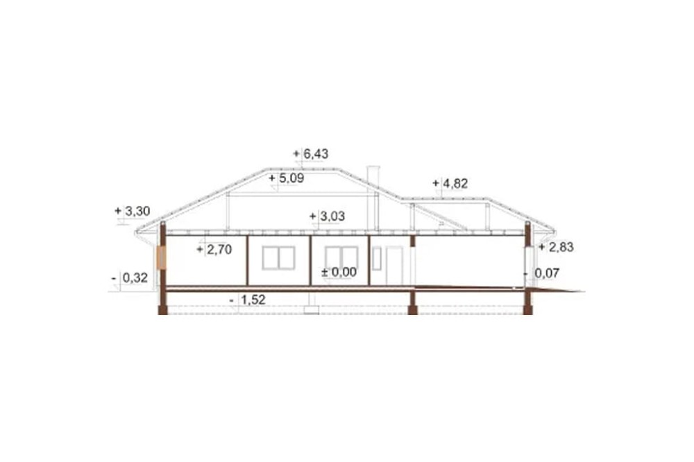 Projekt domu DM-6604 - przekrój B-B